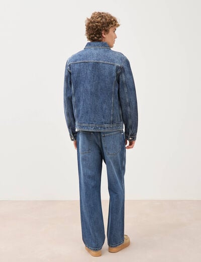 Veste droite en coton col classique denim stone homme