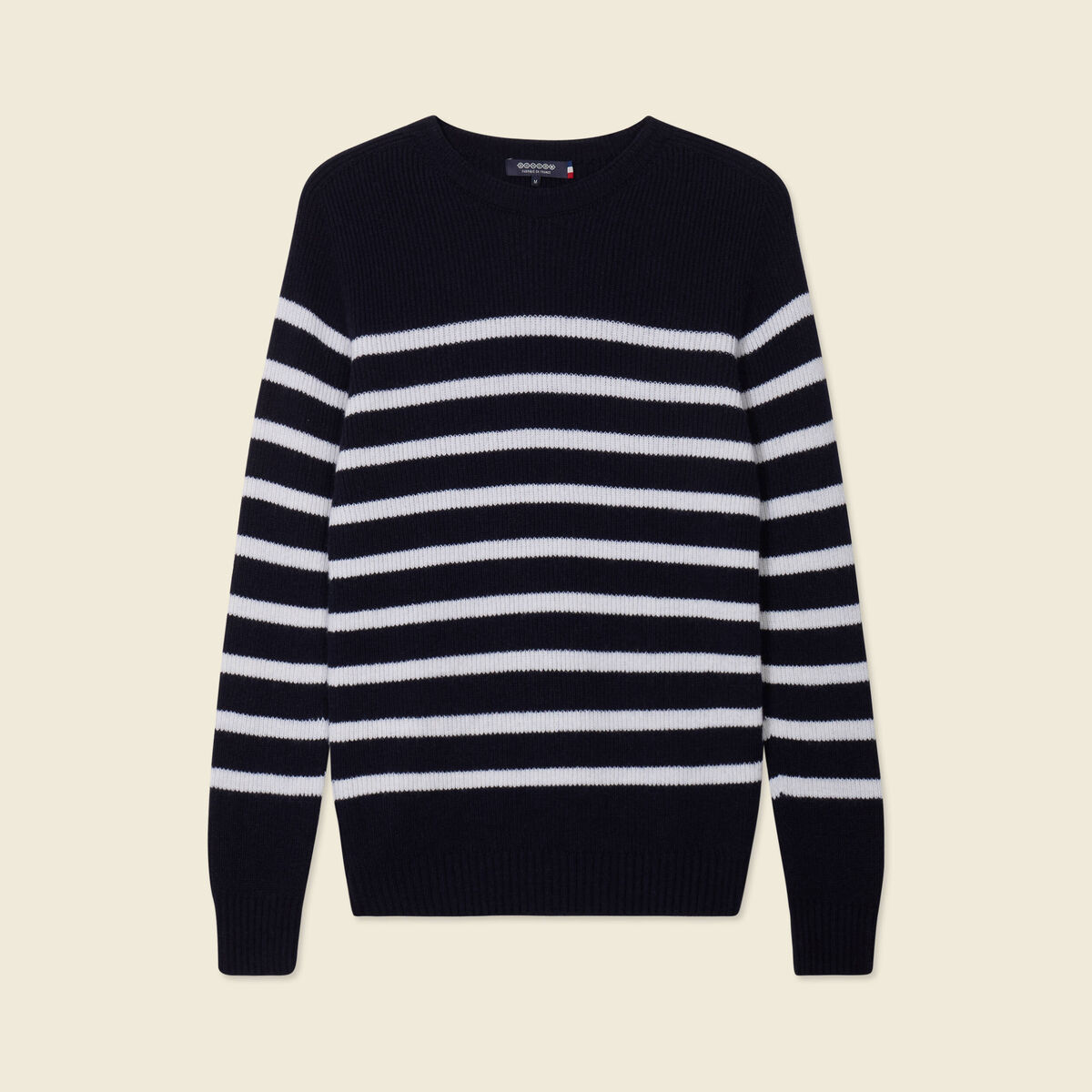 Pull manches longues fabriqu&eacute; en France bleu marine homme