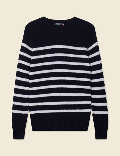 Pull manches longues fabriqué en France bleu marine homme