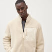 Veste droite sherpa col montant sable homme