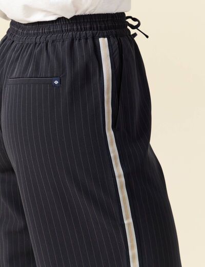 Pantalon taille haute bleu marine femme