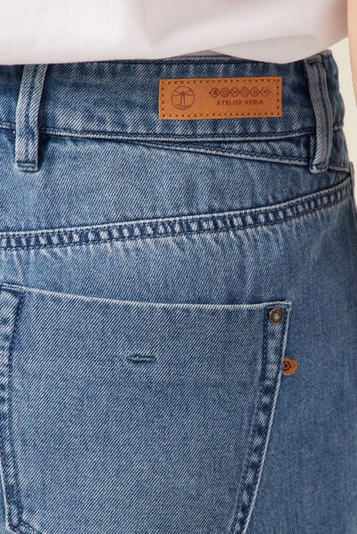 Jeans cargo taille haute denim used femme