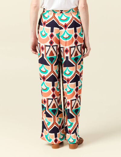 Pantalon large fluide orange femme