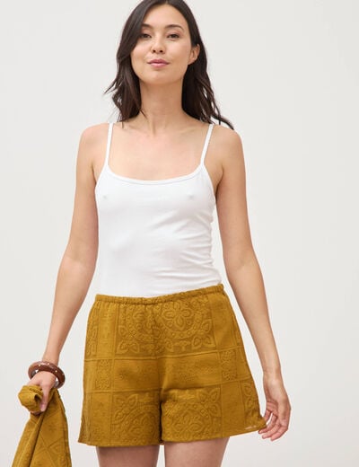 Short taille standard en dentelle vert olive femme