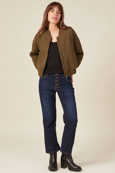 Gilet bomber matelassé vert kaki femme