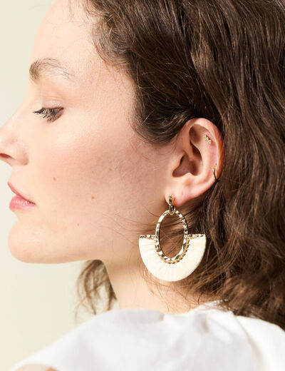 Boucles d'oreilles pendantes ecru femme