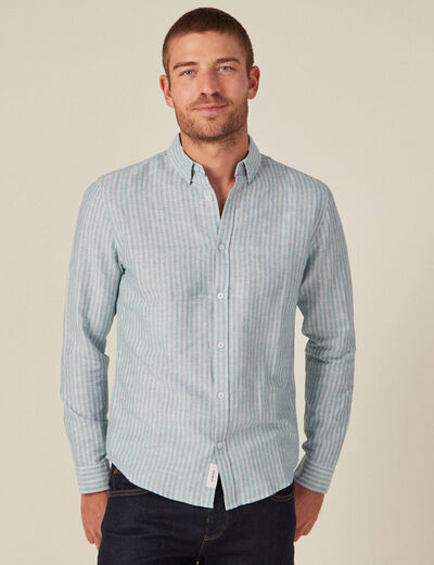 Chemise manches longues bleu pétrole homme