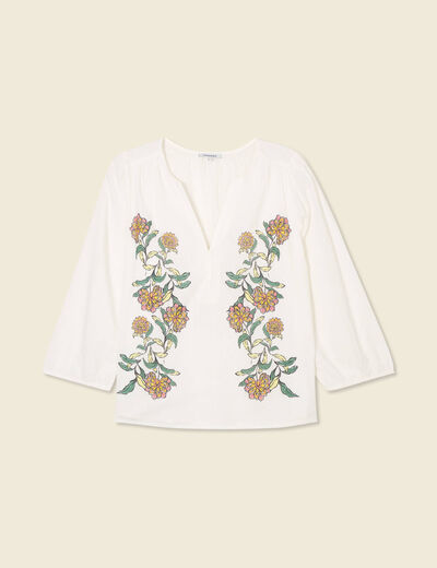 Blouse manches 3/4 blanc femme