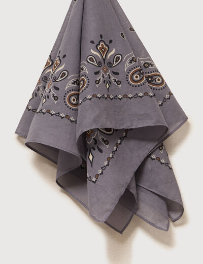 Foulard bandana en coton gris fonc&eacute; homme