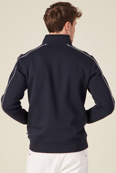 Gilet zippé col montant bleu marine homme