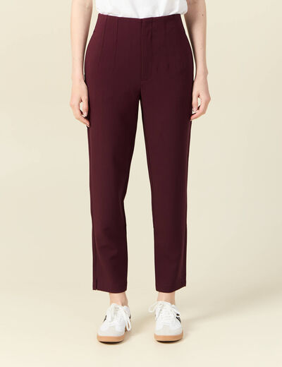 Pantalon cigarette violet foncé femme