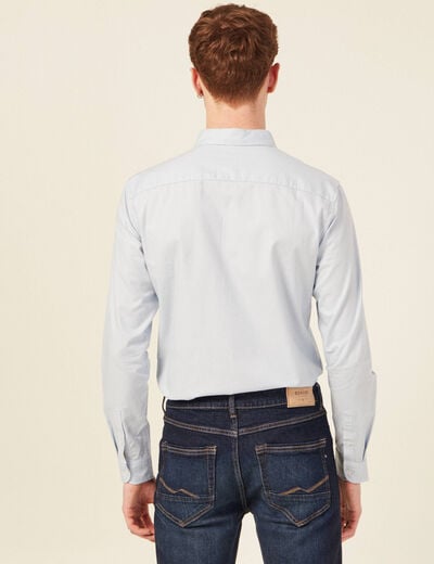 Col cintr&eacute; en coton manches longues bleu ciel homme