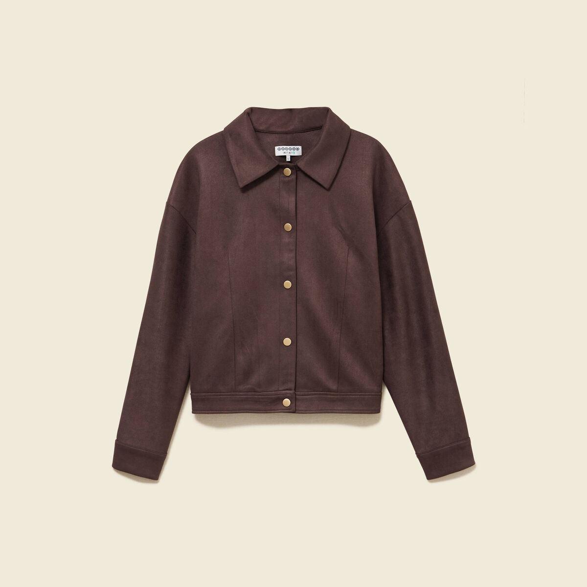 Veste oversize manches longues marron fonc&eacute; femme
