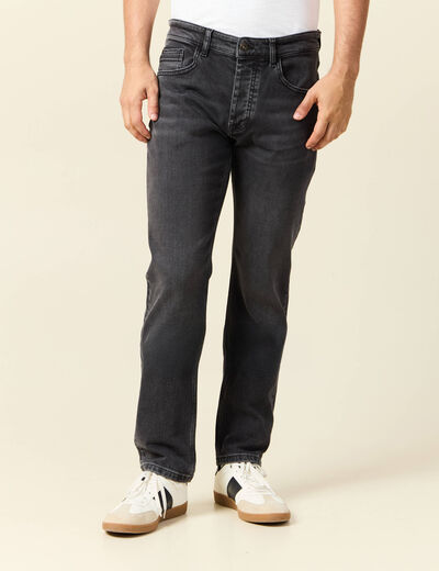 Jeans straight 5 poches denim gris homme