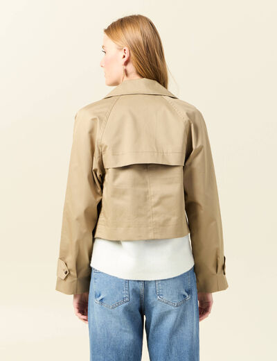 Trench court fluide beige femme