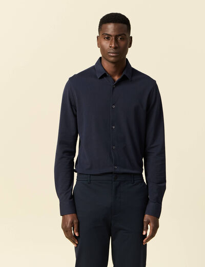 Chemise manches longues bleu marine homme