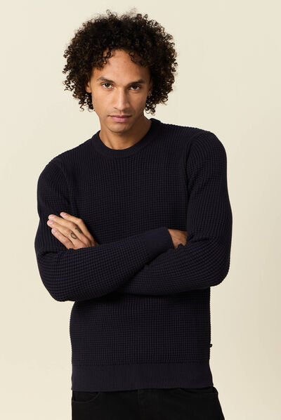 Pull éco-responsable bleu foncé homme