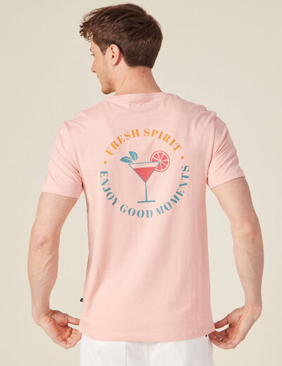 T-shirt manches courtes rose saumon homme
