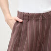 Pantalon large taille haute ray&eacute; marron chocolat femme