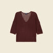 Pull manches 3/4 ajouré bordeaux femme