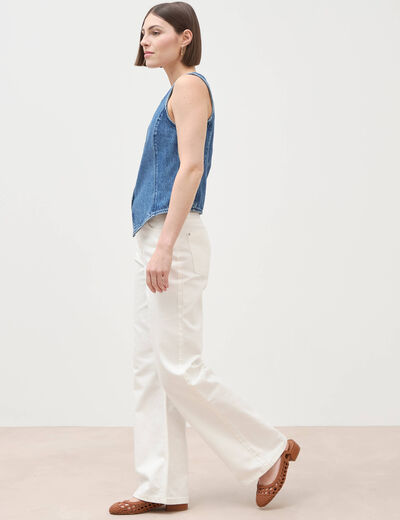 Gilet en jeans sans manches col rond denim used femme