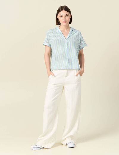 Chemise manches courtes bleu femme