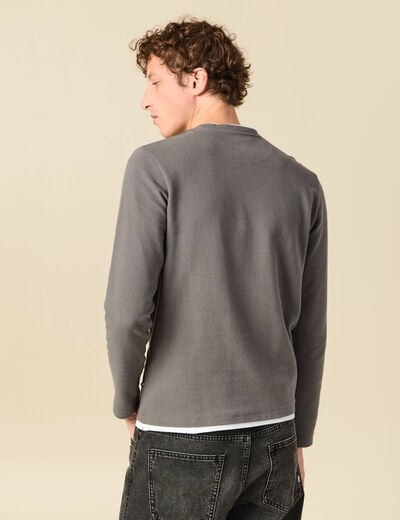 T-shirt manches longues gris fonc&eacute; homme