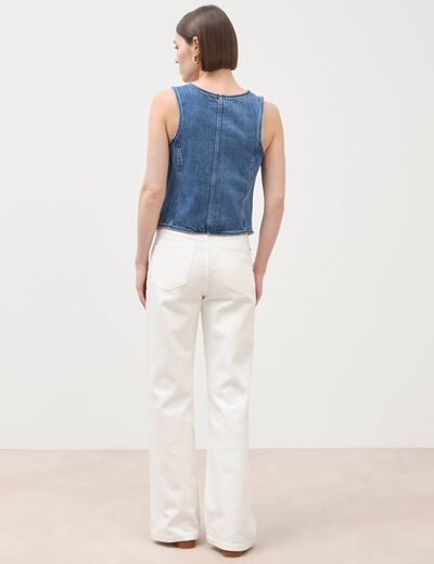 Gilet en jeans sans manches col rond denim used femme