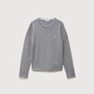 Pull fin col rond manches longues gris clair femme