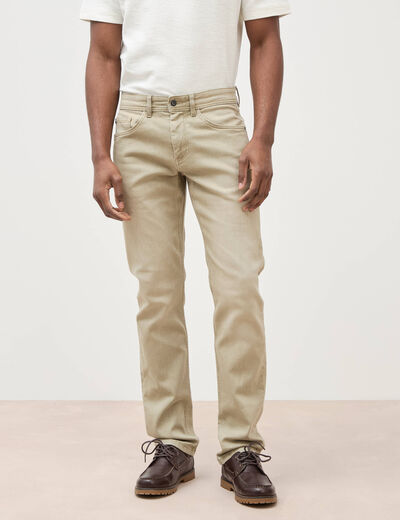 Jeans straight longueur 34 denim vert kaki homme