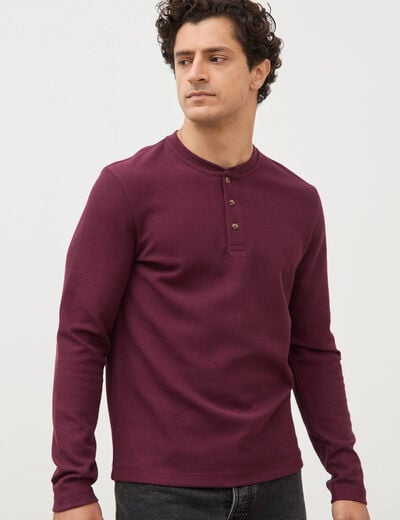 T-shirt manches longues prune homme