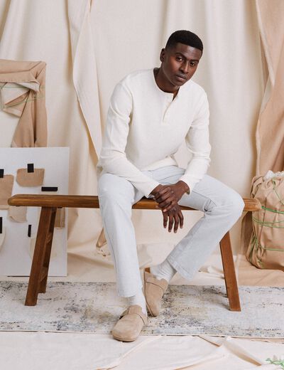 Jeans regular 5 poches denim snow bleach homme