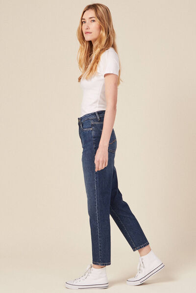 Jeans mom 7/8ème denim brut femme