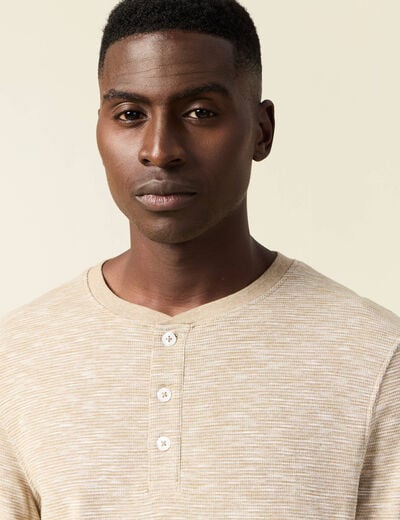 T-shirt en coton manches longues vert kaki homme