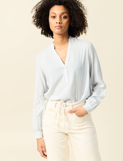 Blouse manches longues bleu ciel femme