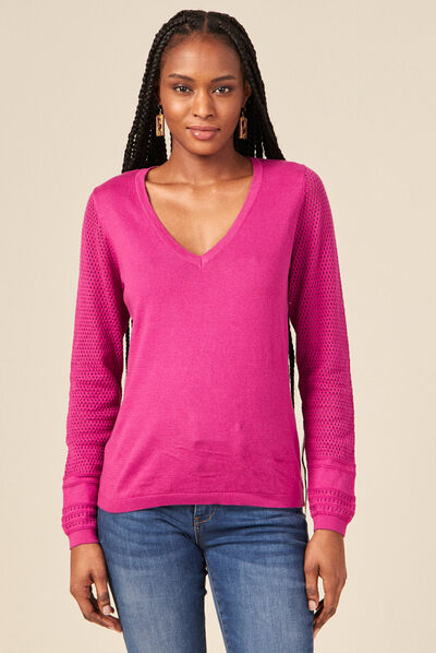 Pull à manches longues violet clair femme