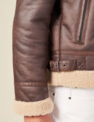 Blouson droit simili cuir taupe homme