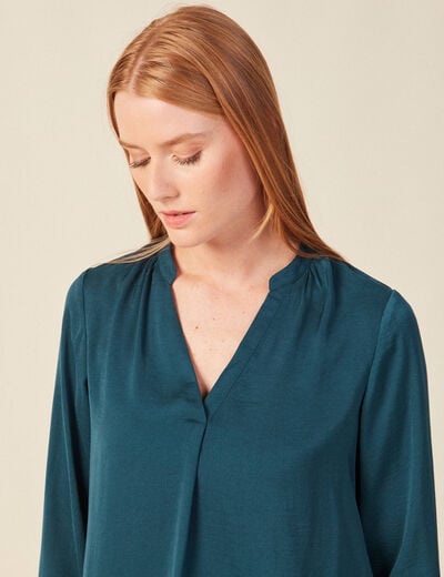 Blouse manches longues bleu canard femme