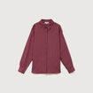 Chemise droite manches longues fluide bordeaux femme