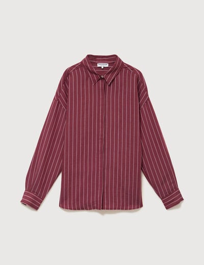 Chemise droite manches longues fluide bordeaux femme