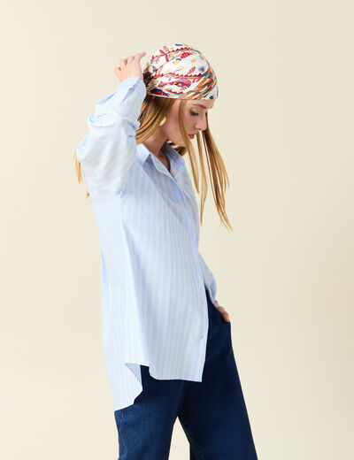 Chemise manches longues bleu ciel femme