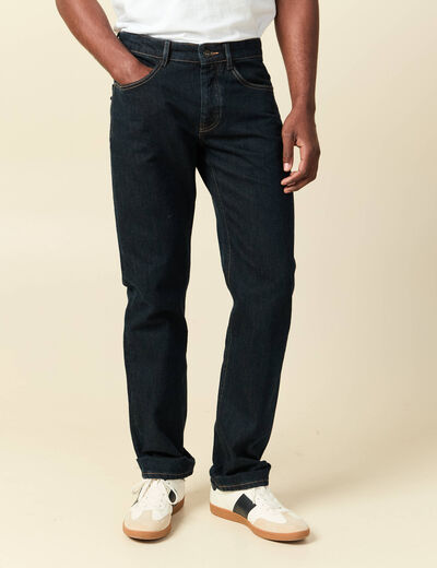 Jeans regular longueur 34 en coton denim brut rinse homme