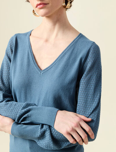 Pull manches longues bleu clair femme