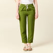 Pantalon carotte fluide vert olive femme