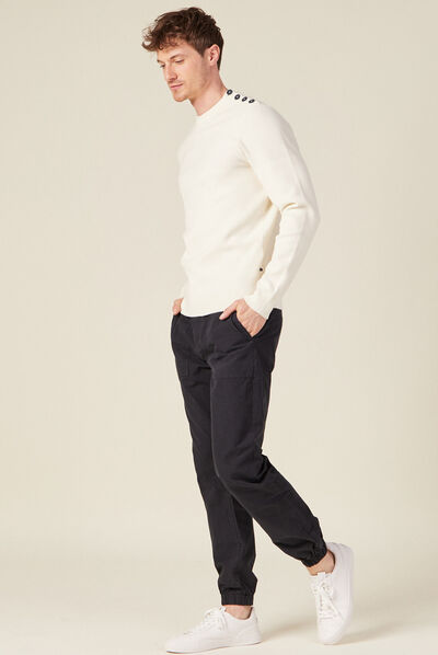 Pull manches longues à boutons ecru homme