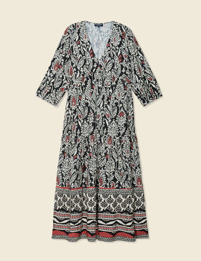 Robe longue évasée noir femme