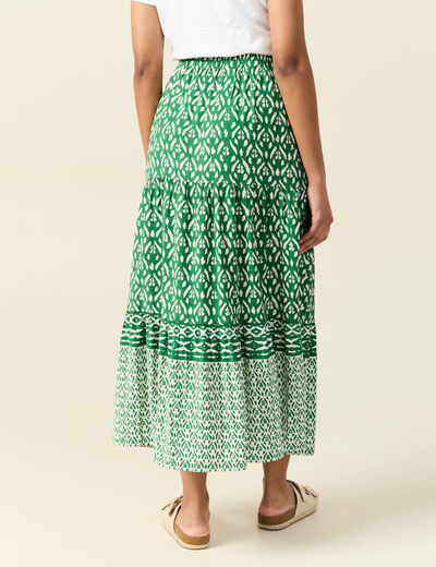Jupe longue évasée vert femme