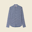 Chemise cintr&eacute;e en coton manches longues bleu marine homme