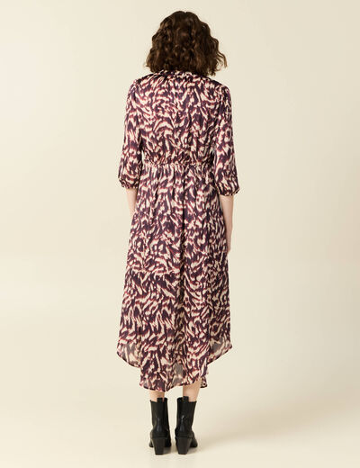 Robe longue évasée fluide marron femme