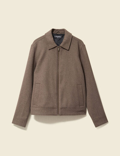 Veste oversize courte col classique taupe homme